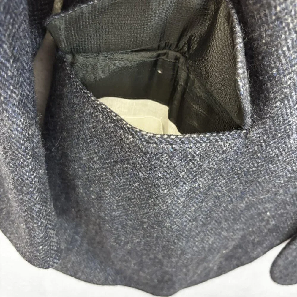 Vintage 100% Shetland Wool Tweed Blazer Jacket Mens 42L‎ Gray Blue Herringbone